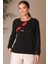 Pul Işlemeli Bisiklet Yaka Siyah Kadın Kazak 00629-2K4 3