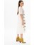 Kısa Kol Vual Nakışlı V Yaka Reyhan Uzun Yazlık Otantik Elbise Krem Krm 5