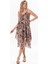 Askılı Vual Afrodit Midi Boy Yazlık Elbise Batik Kahve 6206 4