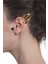 Kadın Altın Renk Lak Kaplama Taşlı Yaprak Stilizesi Sol Kulak Earcuff & Kıkırdak Küpe 1
