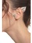 Kadın Gümüş Renk Lak Kaplama Taşlı Dokulu Yaprak Stilizesi Sol Kulak Earcuff & Kıkırdak Küpe 1