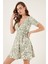 Desenli Kruvaze Yaka Regular Fit Elbise Kadın Elbise 5865723 3