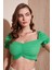 Slim Fit Büzgü Detaylı Kalp Yaka Crop Bluz Kadın Bluz 5865601 2