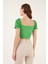 Slim Fit Büzgü Detaylı Kalp Yaka Crop Bluz Kadın Bluz 5865601 5