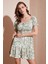 Desenli Slim Fit Önden Bağlamalı Mini Elbise Kadın Elbise 5865728 2
