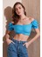 Slim Fit Büzgü Detaylı Kalp Yaka Crop Bluz Kadın Bluz 5865601 2