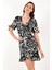 Desenli Regular Fit Kruvaze Yaka Mini Elbise Kadın Elbise 5865725 3