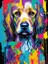 Renkli Baskılı Sayılarla Boyama Hobi Seti (Çerçeveli-Büyük Boy) 80X100 Cm: Renkli Köpek 1