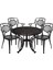 Alüminyum Döküm Bahçe Balkon Oturma Grubu 5 Parça 4 Sandalye + 1 Masa Siyah 1