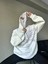 Taşlı Zip Kapüşonlu Sweatshirt - Beyaz 3