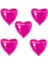 18 inç Fuşya Renk 5 Adet Kalp Şekilli Folyo Balon 1