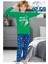 705U Erkek Çocuk Uzun Kollu Pijama Takımı-Yeşil 1