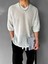 Oversize Bol ve Rahat File T-Shirt Bej 2