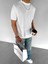 Oversize Bisiklet Yaka Esnek Triko T-Shirt Ekru 1
