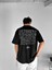 Oversize Patch Yamalı ve Dokulu T-Shirt Siyah 2