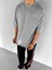 Oversize Bisiklet Yaka T-Shirt Gri 1