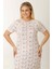 Hamile Emzirme Geceliği Kısa Kollu Çiçekli Ekru 4