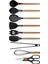 Siyah Bambu Silikon - Kepçe, Kaşık, Kevgir, Makarna, 2 Spatula, Silikon Maşa, Makas, Çırpıcı, 9 Adet 2