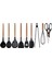 Siyah Bambu Silikon - Kepçe, Kaşık, Kevgir, Makarna, 2 Spatula, Silikon Maşa, Makas, Çırpıcı, 9 Adet 3