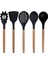 Siyah Bambu Silikon - Kepçe, Kaşık, Kevgir, Makarna, 2 Spatula, Silikon Maşa, Makas, Çırpıcı, 9 Adet 1