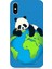Apple iPhone Xs Uyumlu Yorgun Panda ve Dünya Desenli Silikon Kılıf 1