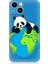 Apple iPhone 13 Uyumlu Yorgun Panda ve Dünya Desenli Silikon Kılıf 1
