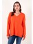 Regular Fit V Yaka Yanları Yırtmaçlı Uzun Triko Kazak Bayan KAZAK 4616140 3