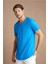 Erkek Kırmızı Oval Etek Geniş Yaka %100 Pamuk Kısa Kollu T-Shirt 5