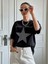 Kadın Siyah Impossible Star Baskılı Oversize Tişört 1