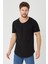 Erkek Kırmızı Oval Etek Geniş Yaka %100 Pamuk Kısa Kollu T-Shirt 3