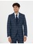 Erkek %100 Yün Ekose Lacivert Ekstra Slim Fit Takım Elbise 50273458-VR033 4