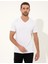 Erkek Beyaz Slim Fit V Yaka Basic Tişört 50251677-VR013 1