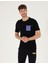 Erkek Siyah Slim Fit Baskılı Bisiklet Yaka Tişört 50262615-VR046 1