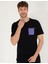 Erkek Siyah Slim Fit Baskılı Bisiklet Yaka Tişört 50262615-VR046 2
