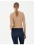 Kadın Bej Ex Slim Fit V Yaka Kazak 50276221-VR011 5