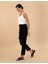 Kadın Siyah Carrot Fit Keten Pantolon 50263920-VR046 3