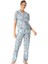 17047 Kadın Kısa Kollu Önden Düğmeli Pijama Takım-Mint 1