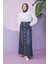 2287-DENIM Dikişli Etek Koyu Mavi 1