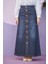 2287-DENIM Dikişli Etek Koyu Mavi 2
