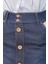 2287-DENIM Dikişli Etek Koyu Mavi 3