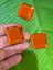 2x2 cm 3 Adet Kare Delikli Opal Turuncu Taş Giyim Dikiş Aksesuarı 1