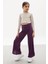 Mor Yırtmaçlı Paça Kuşaklı Viskon Kumaş Kız Pantolon 18104 3
