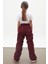 Bordo Şerit Dikişli Kız Paraşüt Pantolon 18200 5
