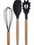 Siyah Bambu Silikon Servis Set - Kepçe, Kaşık, Kevgir, Makarna, Açılı Düz Spatula, Çırpıcı 7 Adet 2