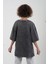 Antrasit Kalp Baskılı Soluk Efektli Oversize Tshirt 4