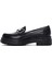 Kadın Siyah Deri Maskülen Loafer 2