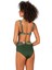 Kadın Yeşil Yaprak Desenli Parıltılı Yüksek Bel Bikini Takımı 3