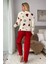 Kalp Baskılı Peluş Polar Alt Üst Uzun Kollu Pijama Takımı 3