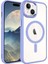 Apple iPhone Uyumlu 15 Plus Kılıf Wireless Şarj Özellikli Zore Krom Magsafe Silikon Kapak-Lila 1