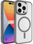 Apple iPhone Uyumlu 15 Pro Max Kılıf Wireless Şarj Özellikli Zore Krom Magsafe Silikon Kapak-Gri 1